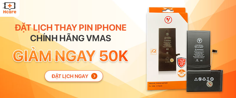 Đặt lịch thay pin iPhone chính hãng Vmas giảm ngay 50k