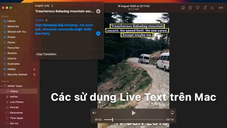 Cách sử dụng Live Text để sao chép và chia sẻ văn bản trong video trên MacBook
