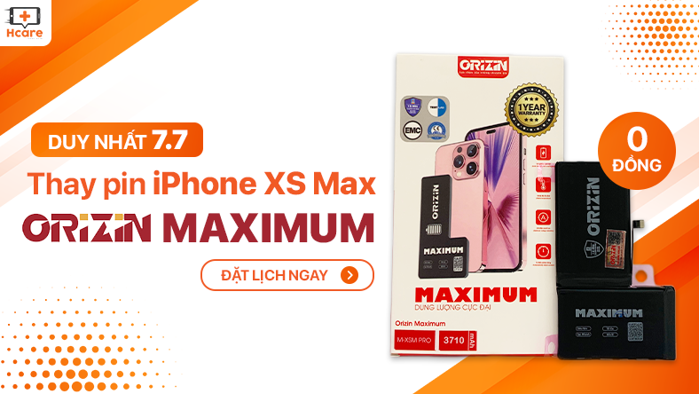 KM Thay pin iPhone XS Max ORIZIN MAXIMUM giá 0 đồng tại Hcare