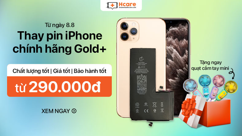 Chương Trình Thay Pin iPhone Chính Hãng Gold+ | Tặng Quạt Cầm Tay Mini Độc Đáo