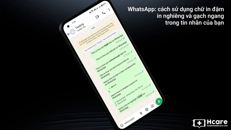 WhatsApp: cách sử dụng chữ in đậm, in nghiêng và gạch ngang trong tin nhắn của bạn