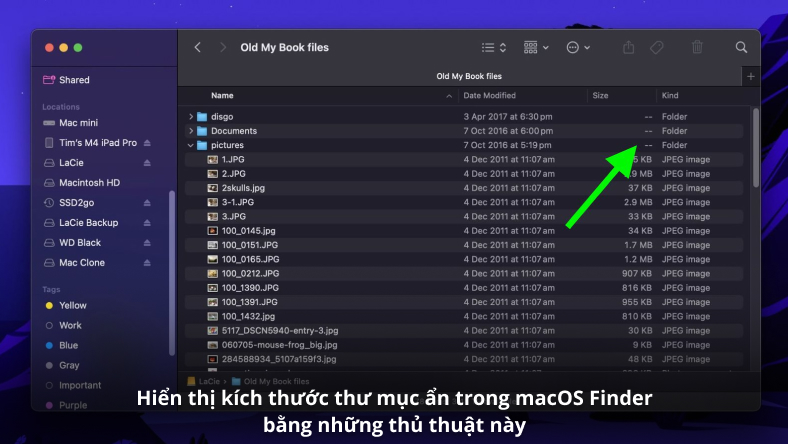 Hiển thị kích thước thư mục ẩn trong macOS Finder bằng những thủ thuật này