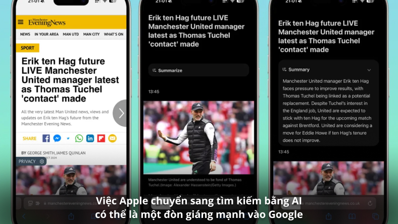 Việc Apple chuyển sang tìm kiếm bằng AI có thể là một đòn giáng mạnh vào Google