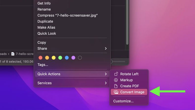macOS: Cách chuyển đổi nhanh hình ảnh trong Finder