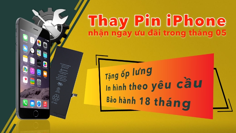 [CTKM] Thay pin iPhone tặng gói bảo hành 18 tháng và ốp lưng kèm in theo yêu cầu với giả chỉ 49K