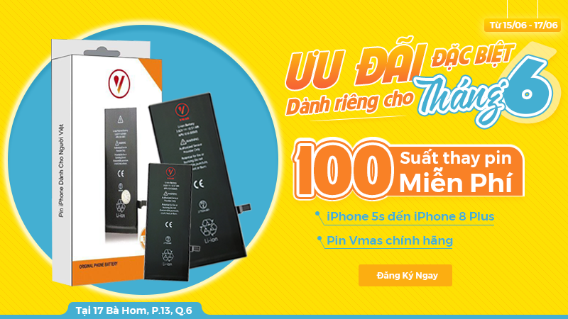 Tặng 100 suất thay pin iPhone VMAS miễn phí