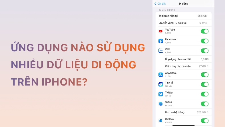 Ứng dụng nào sử dụng nhiều dữ liệu di động trên iPhone?