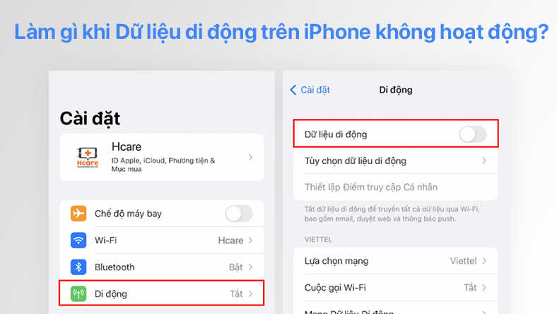 Làm gì khi Dữ liệu di động trên iPhone không hoạt động?