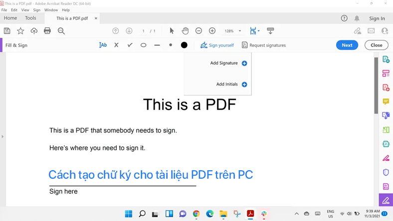 Cách tạo chữ ký cho tài liệu PDF trên PC