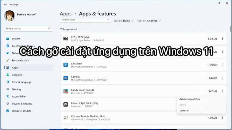 Cách gỡ cài đặt ứng dụng trên Windows 11