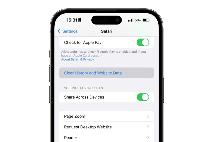 iOS-16-Settings-Safari-Clear-History-and-Website-Data