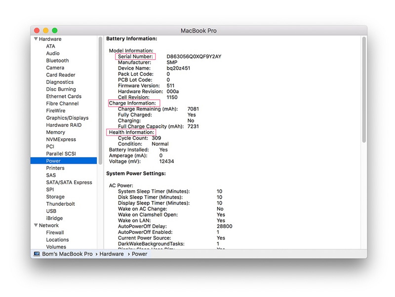 Chức năng System Report có sẵn trên MacBook giúp bạn kiểm tra tình trạng pin nhanh chóng