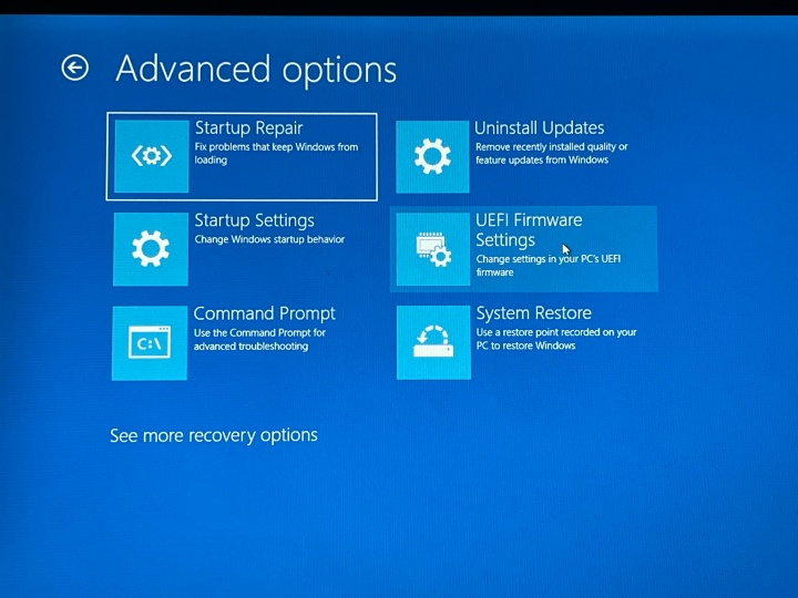 Windows 10 tùy chọn nâng cao