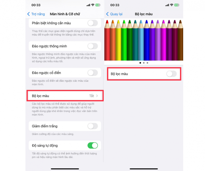 Tiến hành tắt chế độ bộ lọc màu trên iPhone 11