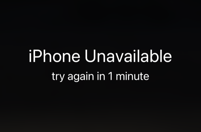 iPhone không khả dụng thử lại trong 1 phút