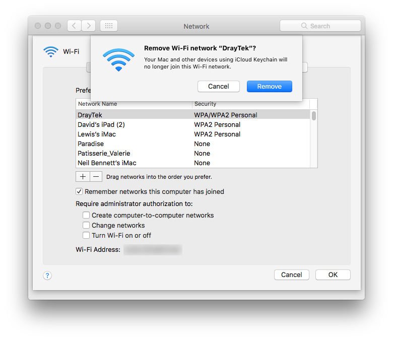 Cách khắc phục wi-fi không hoạt động trên Mac: <span id='quen-mang'></span>Quên mạng