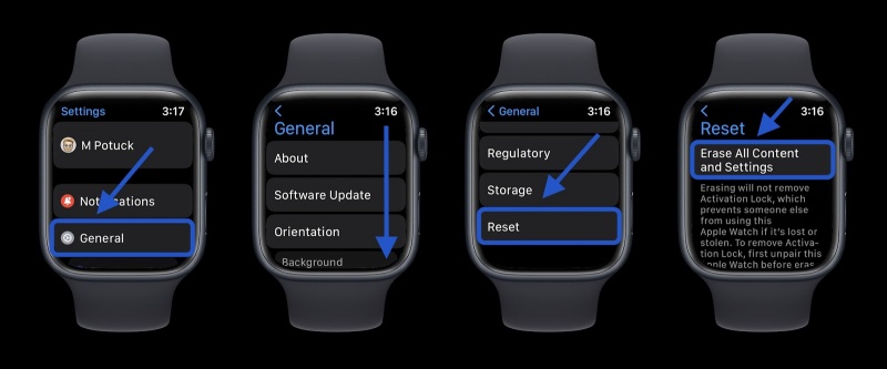 <span id='khoi-phuc-cai-dat-goc-truc-tiep-tren-apple-watch'></span>Khôi phục cài đặt gốc trực tiếp trên Apple Watch