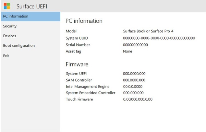 Menu EUFI hiển thị thông tin PC.