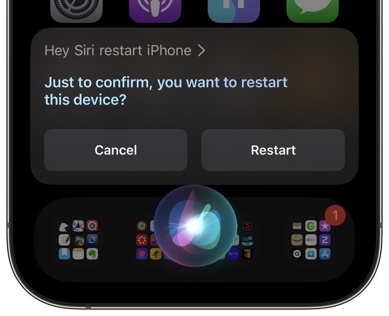 Siri xác nhận lệnh khởi động lại iPhone