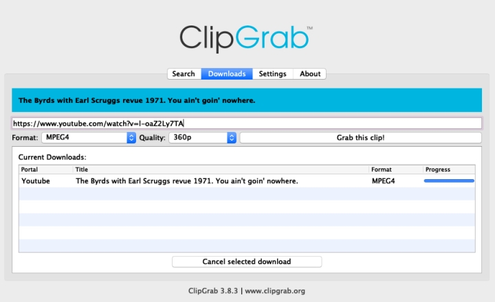Sao chép URL vào ClipGrab