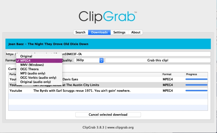 Phần mềm ClipGrab