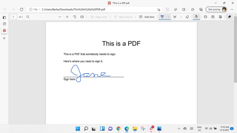 Bạn có thể đăng pdf trong Edge, nhưng bạn không thể lưu chữ ký của mình.