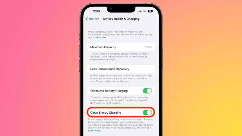 Clean Energy Charging iOS 16.1