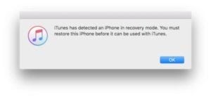 iTunes phát hiện iPhone ở chế độ khôi phục