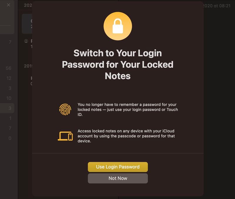 Khóa ghi chú bằng mật khẩu đăng nhập hoặc Touch ID