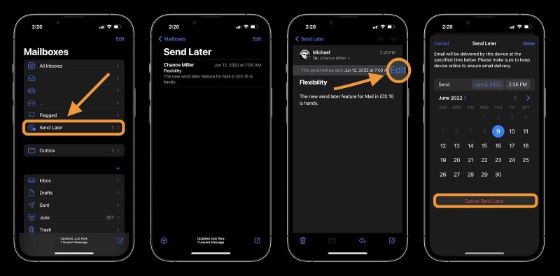 Cách đặt hẹn giờ gửi Mail (Send Later) trong iOS 16 4